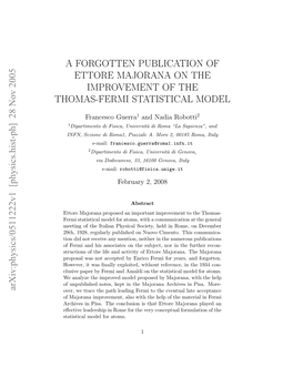 A Forgotten Publication of Ettore Majorana on the Improvement Of