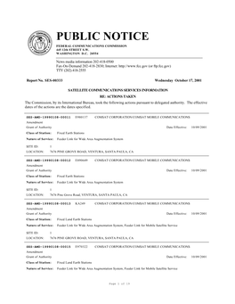 PUBLIC NOTICE FEDERAL COMMUNICATIONS COMMISSION 445 12Th STREET S.W