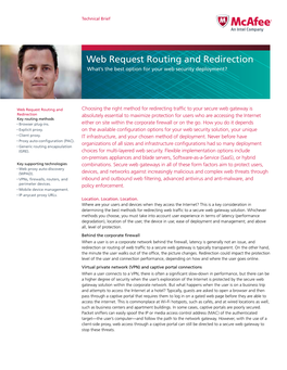 Web Request Routing and Redirection What’S the Best Option for Your Web Security Deployment?