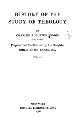 HISTORY of the STUDY of THEOLOGY [Pt