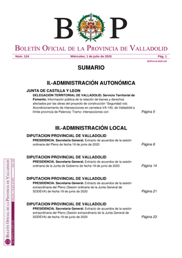 Sumario Boletín Oficial De La Provincia De Valladolid