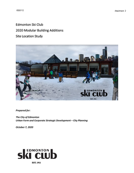 Edmonton Ski Club 2020 Modular Building Additions Site Location Study