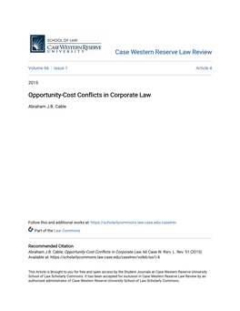 Opportunity-Cost Conflicts in Corporate Law