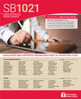 Legislators Who Supported Arizona Realtors® by Voting for Sb1021