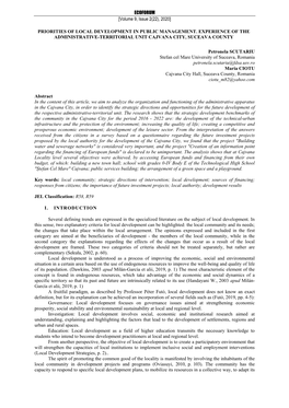 [Volume 9, Issue 2(22), 2020] Petronela SCUTARIU Stefan Cel Mare University of Suceava, Romania Petronela.Scutariu@Fdsa