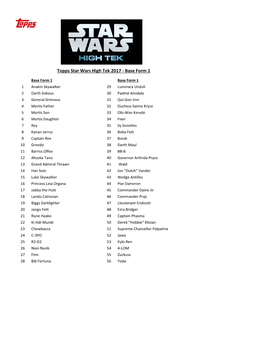 Topps Star Wars High Tek 2017 - Base Form 1