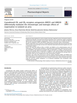 Cannabinoid CB1 and CB2 Receptors Antagonists AM251 and AM630