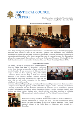 What's Been Going on at the Pontifical Council for Culture Circular Letter