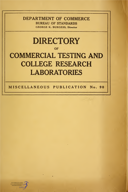 Directory of Commercial Testing and College Research Laboratories