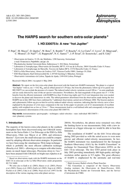 The HARPS Search for Southern Extra-Solar Planets