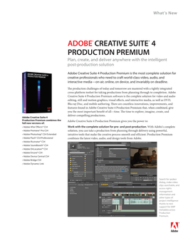 Adobe Creative Suite 4 Production Premium What's