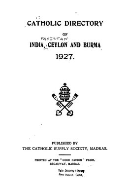 India, Ceylon and Burma 1927