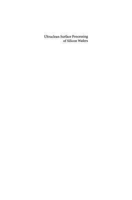 Ultraclean Surface Processing of Silicon Wafers Springer-Verlag Berlin Heidelberg Gmbh Takeshi Hattori (Ed.)