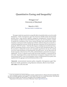 Quantitative Easing and Inequality*