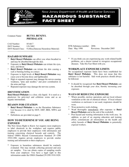 Butyl Benzyl Phthalate Hazard Summary