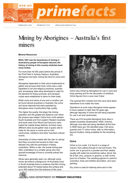 Mining by Aborigines – Australia's First Miners