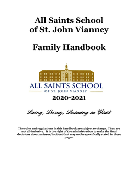 All Saints Family Handbook 2020