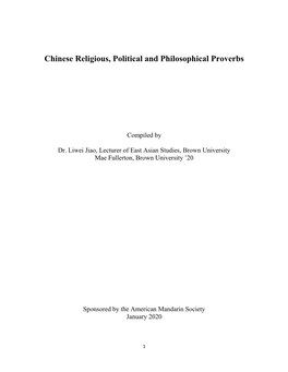 Chinese Religious, Political and Philosophical Proverbs