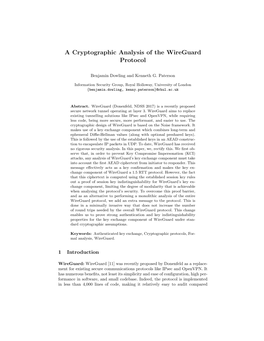 A Cryptographic Analysis of the Wireguard Protocol