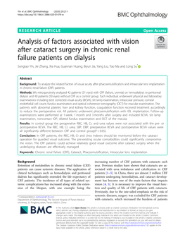 Analysis of Factors Associated with Vision After Cataract Surgery in Chronic Renal Failure Patients on Dialysis