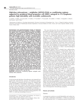 High-Dose Mitoxantrone + Melphalan (MITO/L-PAM)