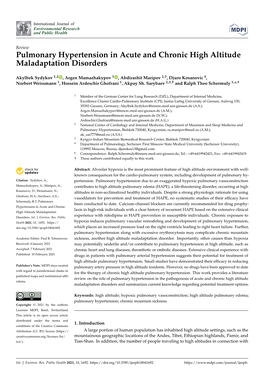 Pulmonary Hypertension in Acute and Chronic High Altitude Maladaptation Disorders