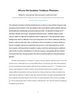 Algaas-On-Insulator Nonlinear Photonics