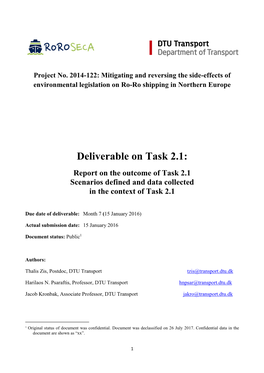 Deliverable on Task 2.1: Report on the Outcome of Task 2.1 Scenarios Defined and Data Collected in the Context of Task 2.1