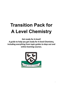 Transition Pack for a Level Chemistry