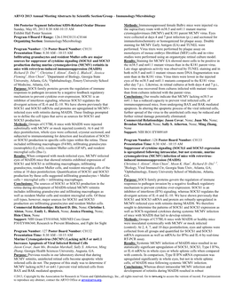 ARVO 2013 Annual Meeting Abstracts by Scientific Section/Group – Immunology/Microbiology