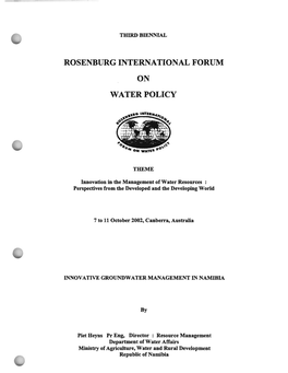 Rosenburg International Forum on Water Policy