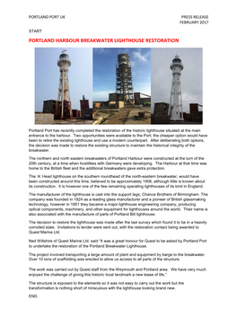 Portland Harbour Breakwater Lighthouse Restoration