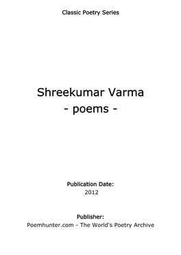 Shreekumar Varma - Poems