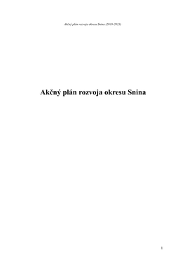 Akčný Plán Rozvoja Okresu Snina (2019-2023)