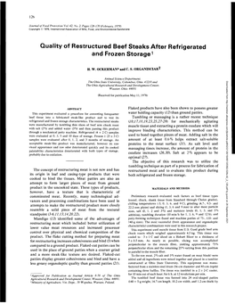 Quality of Restructured Beef Steaks After Refrigerated and Frozen Storage 1
