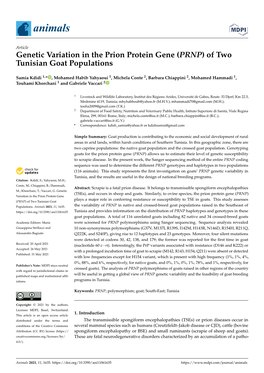 Genetic Variation in the Prion Protein Gene (PRNP) of Two Tunisian Goat Populations