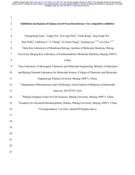 Inhibition Mechanism of Human Sterol O-Acyltransferase 1 by Competitive Inhibitor