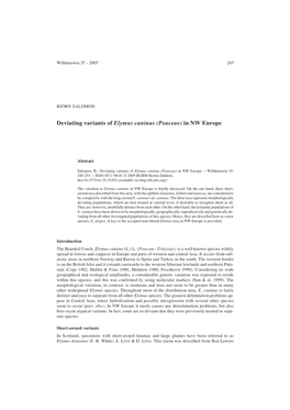 Deviating Variants of Elymus Caninus (Poaceae) in NW Europe