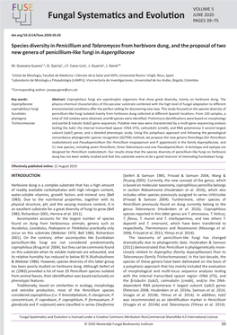 Species Diversity in Penicillium and Talaromyces from Herbivore Dung, and the Proposal of Two New Genera of Penicillium-Like Fungi in Aspergillaceae