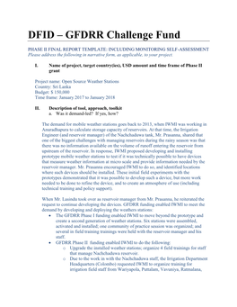 DFID – GFDRR Challenge Fund