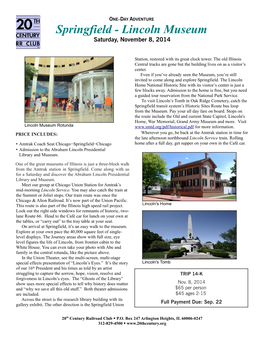 Springfield - Lincoln Museum Saturday, November 8, 2014