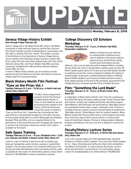 Seneca Village History Exhibit Black History Month Film Festival