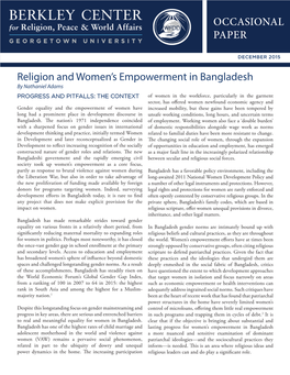 Religion and Women's Empowerment in Bangladesh OCCASIONAL PAPER