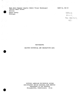 Buhl Sons Company Complex (Adair Street Warehouse) 120-234 Adair Street Detroit Wayne County Michigan HAER No. MI-13 PHOTOGRAPH