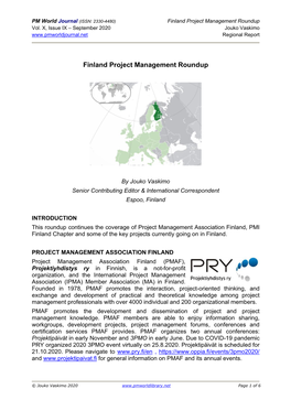 Finland Project Management Roundup Vol