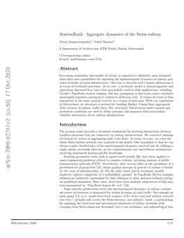 Stationrank: Aggregate Dynamics of the Swiss Railway