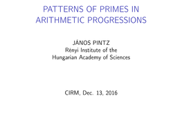 Patterns of Primes in Arithmetic Progressions