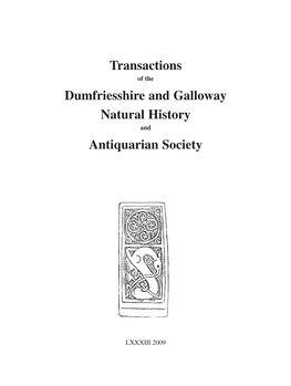 Transactions Dumfriesshire and Galloway Natural History Antiquarian Society