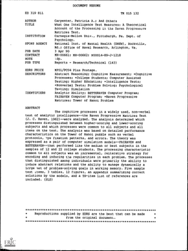 What One Intelligence Test Measures: a Theoretical Account of the Processing in the Raven Progressive Matrices Test (Unclassified) 12