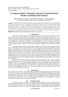 A Compact Double-T Monopole Antenna for Dual Wideband Wireless Communications Systems